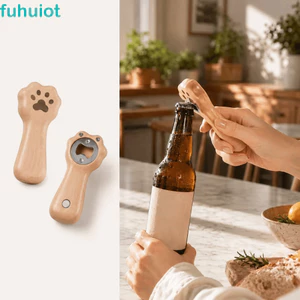 Dụng cụ mở nắp chai FUHUIOT Cat Paw, Tủ lạnh móng vuốt Kitty dễ thương, Quà tặng loại bỏ nắp gỗ Burlywood sáng tạo bằng gỗ sồi sáng tạo