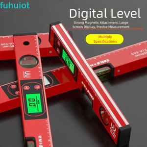 Thước đo kỹ thuật số FUHUIOT, Màn hình LED Công cụ tìm góc có độ chính xác cao, Đế chống trượt bằng hợp kim nhôm Chiều dài 30-100cm Máy đo độ nghiêng điện tử Kiểm tra dọc ngang