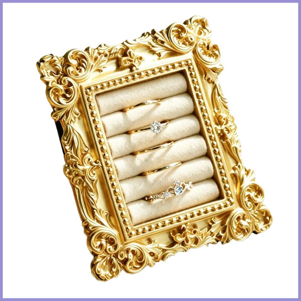 Khung Ảnh Giá Đỡ Nhẫn Hình Chữ Nhật Đệm Mềm Chống Trơn Trượt Nhẫn Vàng Giá Đỡ Khung Cho Đính Hôn Sinh Nhật mueadsyvn