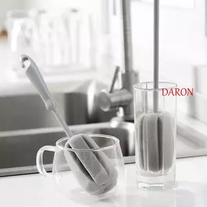 DARON Bàn Chải Làm Sạch Cốc Tay Cầm Dài Miếng Bọt Biển Gia Đình Cho Cốc Thủy Tinh Chai Tiện Ích Nhà Bếp