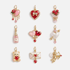 Ngày lễ tình nhân Phong cách tình yêu Gấu Mặt dây chuyền DIY Dầu nhỏ giọt Sơn màu Series 14K Bảo quản màu vàng