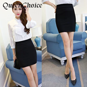 Phụ Nữ Làm Việc Bút Chì Váy Văn Phòng Nữ OL Co Giãn Bodycon Rắn Đen Váy Mini