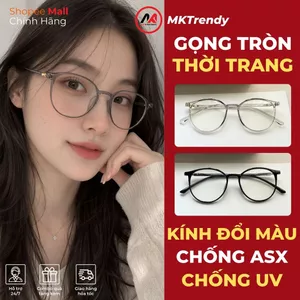 Kính đổi màu gọng tròn nữ MKTRENDY gọng nhựa dẻo chống tia UV chống ánh sáng xanh thời trang dễ thương K82