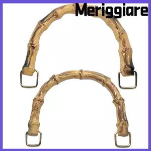 Tay cầm túi tre MERIGGIARE, có thể tháo rời có khóa tay cầm ví tre, Hộp phụ kiện túi 15.5CM thủ công DIY