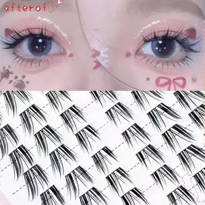 AFTEROF Manga Lông mi giả, Cụm mi cổ tích mắt mèo nhìn ướt, C Curl Spiky Mi cá nhân