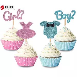 12 Cái Bé Trai Hoặc Bé Gái Cupcake Toppers Thực Phẩm Món Tráng Miệng Bánh Pis Cho Giới Tính Tiết Lộ Đồ Trang Trí Tiệc Màu Xanh Hồng Quà Tặng Tắm Cho Bé VN
