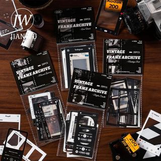 JIANWU Vintage Phim Rỗng Biên Giới Cảnh Vật Liệu Cắt Dán Thêu Sò PET Miếng Dán Sáng Tạo DIY Tạp Chí Văn Phòng Phẩm