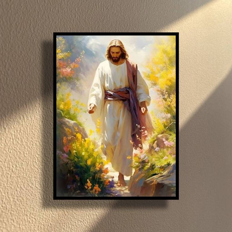 Lời cầu nguyện Kitô giáo Chúa Giêsu giúp tôn giáo tranh canvas áp phích và in hình ảnh nghệ thuật treo tường trang trí phòng khách
