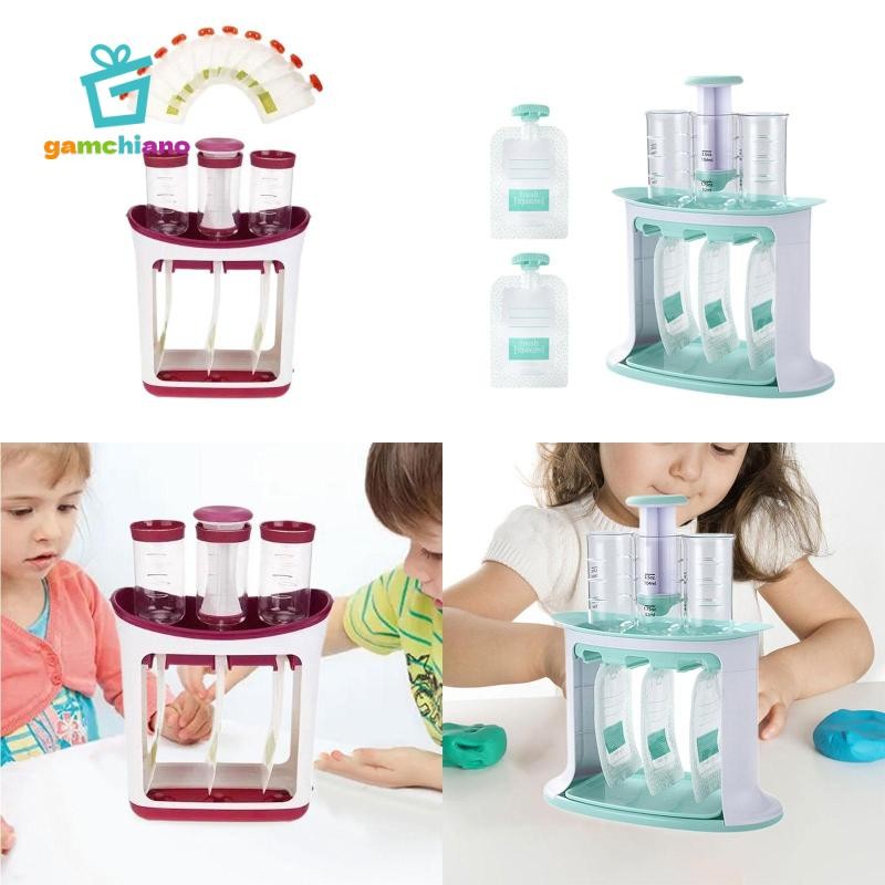 Trạm Bóp Máy Làm Thực Phẩm Cho Bé Dễ Dàng Mang Theo Túi Đổ Trạm 3 Hộp Đựng Thực Phẩm Cho Bé Trai Bé Gái Nhà Bếp