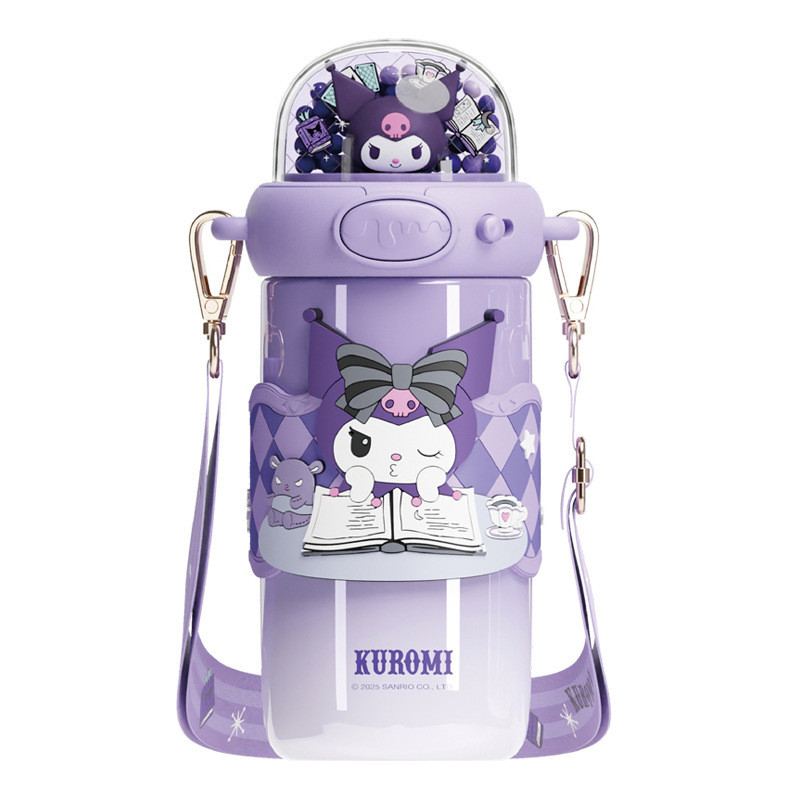 Bình Giữ Nhiệt Sanrio 580ml Dễ Thương Hello Kitty Kuromi Cinnamoroll Giai Điệu Hoạt Hình Dung Tích Lớn Ống Hút Bình Inox