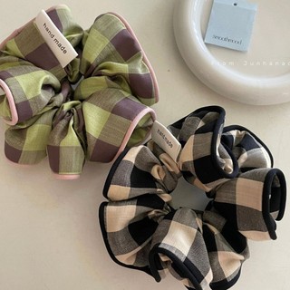 Scrunchy Kẻ Sọc Phong Cách Hàn Quốc - Dây Buộc Tóc Siêu Mềm Mại