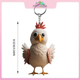 MYPANDA Động Vật Sáng Tạo Gà Con Dòng Mặt Dây Chuyền Acrylic Móc Khóa Để Trang Trí Cây Giáng Sinh Chìa Khóa Ô Tô Móc Khóa Gà Trống Móc Khóa.