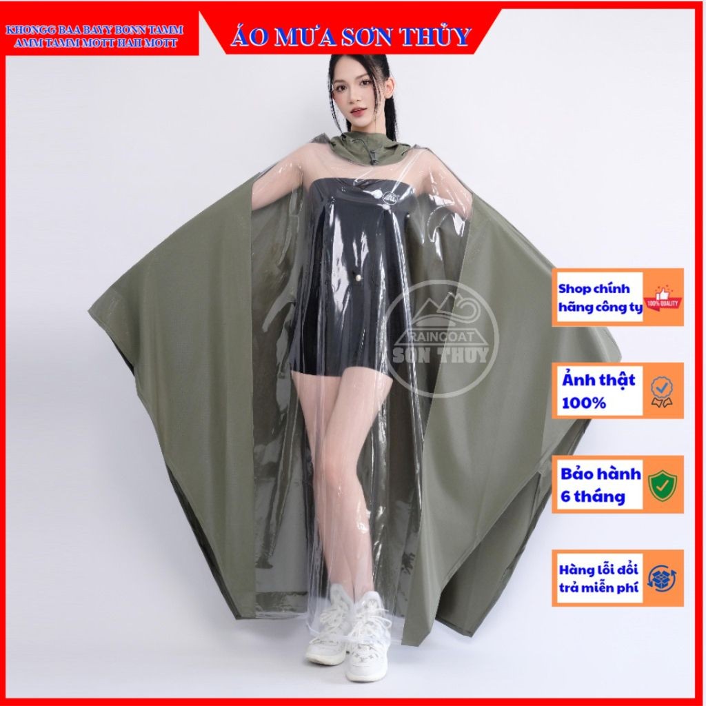 Sơn Thuỷ áo mưa trong suốt nửa trước, tiện lợi quan sát đồng hồ, tốc độ, điện thoại, chở trẻ em phía trước, siêu rộng