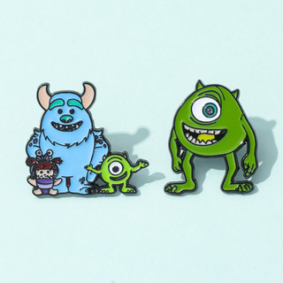 2 Cái / bộ Hoạt Hình Quái Vật Học Viện Huy Hiệu Kim Loại Sulley Mike‌ Pin phụ kiện cài áo nhỏ giọt dầu hợp kim