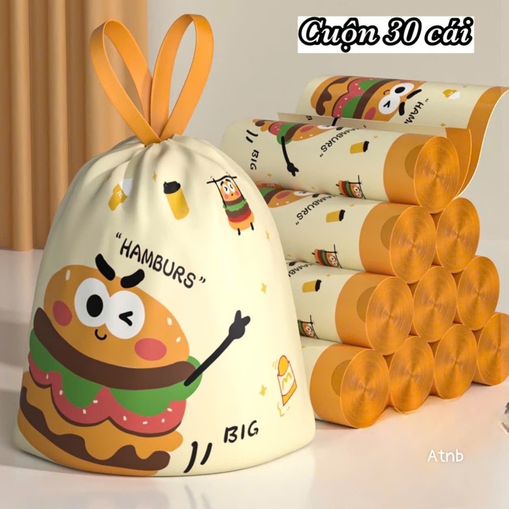 Túi Đựng rác in hình Hamburger Dây rút Hương liệu gia đình Túi nhựa khử mùi dày