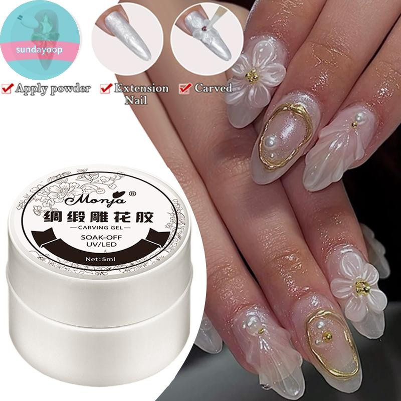 SUND Sơn Móng Tay Trắng Định Hình 3D, Chống Dính, Ánh Sáng Satin, Nghệ Thuật Mở Rộng