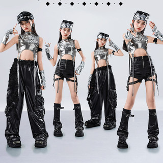 Trẻ Em Jazz Dance Quần Áo Bé Gái Hợp Thời Trang Và Thoáng Mát Crop Top Performance Bộ Trang Phục Cho Hip Hop Street Dance