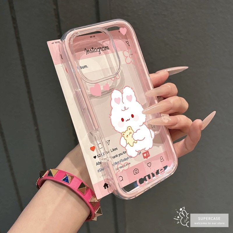 Ốp Điện Thoại Hình Thỏ Hoạt Hình Dễ Thương Cho OPPO Reno 14 13 11 10 9 8 Pro Plus 8T 8Z 8 Lite 5G 4G Cặp Đôi Sang Trọng Màu Kẹo Viền Vỏ Chống Rơi Mềm Trong Suốt