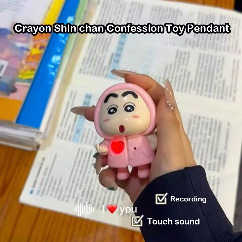Ghi Âm Mới Crayon Shin-Chan Dạ Quang Búp Bê Cảm Ứng Dễ Thương Mặt Âm Thanh 'I LOVE YOU 'Cặp Đôi Móc Khóa Đồ Chơi Mặt Dây Chuyền Trẻ Em Bé Gái Quà Tặng