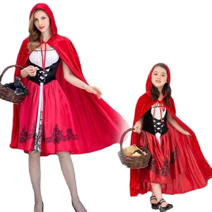 Áo trùm đầu cosplay màu đỏ nhỏ, phong cách từ châu Âu và Nhật Bản, phù hợp cho cha mẹ-con và Halloween