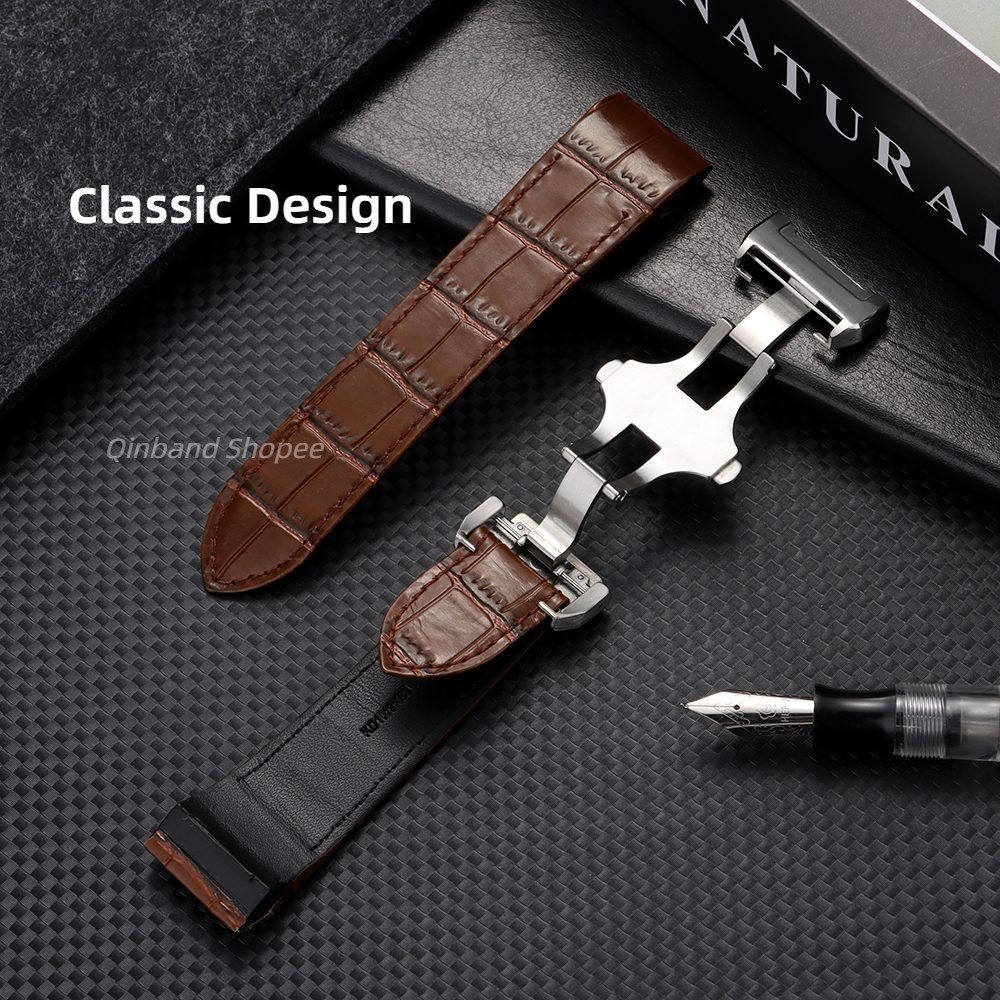 Dây đeo đồng hồ bằng da thật cho Santos 100 Series Vòng đeo tay đồng hồ có khóa cho nam nữ Dây đeo đồng hồ thay thế bằng tre hoa văn bằng da bò