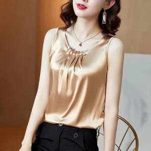 Kích Thước Lớn Mỡ mm100kg Satin Vest Nữ Bao Bụng Đáy Sling Rời Không Tay Top Phù Hợp Với Bên Trong Trận Đấu