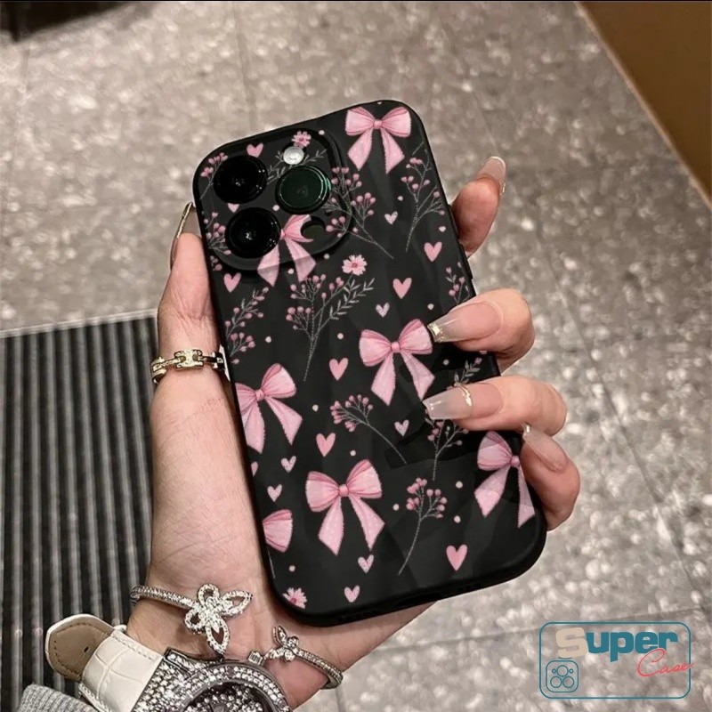 Ốp Lưng Tương Thích Cho IPhone 13 11 16 15 14 12 Pro Max XR X XS Max 16 15 13 11 Pro 16 14 15 Plus SE Thời Trang Nơ Ngọt Ngào Hoa Trái Tim Tình Yêu Bìa Mềm