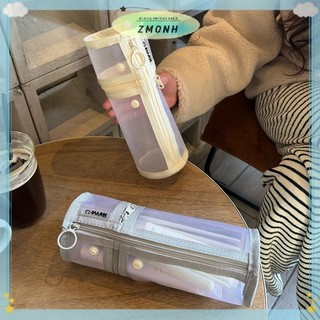 ZMONH Lưới Kép Cọ Trang Điểm Túi Bảo Quản Bàn Chải Di Động Hộp Đựng Bàn Chải Dung Tích Lớn Đơn Giản Giá Đỡ Xô Du Lịch Túi Đứng