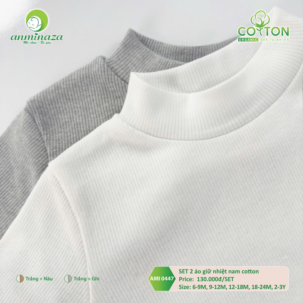 Set 2 Áo Giữ Nhiệt Bé Trai Vải Cotton Ấm Áp Giữ Nhiệt Tốt - Hàng Chính Hãng MIN0447