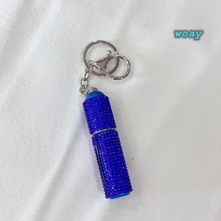 WOAY Móc Khóa Chai Nước Hoa, Chai Xịt Trống Sáng Bóng Pha Lê, Vòng Chìa Khóa Di Động Có Thể Đổ Lại Nắp Chai Mỹ Phẩm Quà Tặng