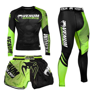 Poison Suit Long-Sleeved Tights Men's UFC Boxing Muay Thai Free Fight Quick-Drying Workout Training Clothes Suit 9TmM