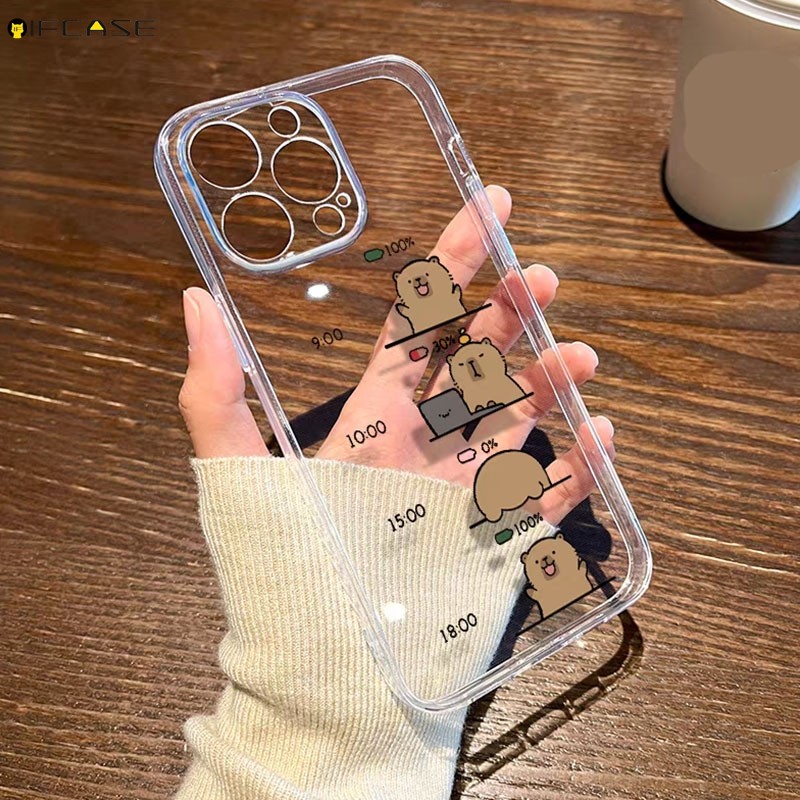 Dành Cho OPPO Reno 14 13 Pro 14F 13F F A5 A5i Pro A5x A79 2023 4G 5G Reno14F Ốp Điện Thoại Ngộ nghĩnh Capybara Công Việc Hàng Ngày Hoạt Hình Dễ Thương Trong Suốt Vỏ Mềm Trong Suốt Ốp Lưng Ốp Lưng