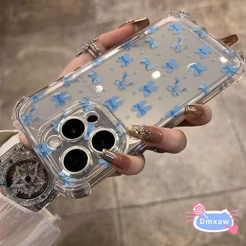 Ốp Điện Thoại Bốn Góc Nơ Màu Hồng Hoạt Hình Cho Tecno Pova Slim 7 Ultra 6 Pro Neo 5 4 Pro 3 2 Neo 3 2 Spark GO 2 1 2025 2024 2023 2022 2020 4G 5G Vỏ Mềm Trong Suốt Chống Sốc Hoa