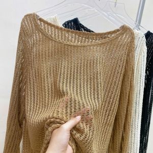 Áo lưới bigsize nữ form rộng tay dài basic, chất nhẹ thoáng mát phối áo ba lỗ màu hottrend dáng suông nhẹ - A317+G245