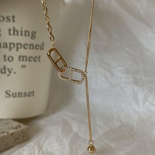 Vàng thật mạ điện sáng tạo zircon lợn mũi vòng cổ ánh sáng sang trọng mới khí chất xương đòn chuỗi tất cả trang sức cao cấp nữ