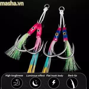 1 Cặp Móc Hỗ Trợ Câu Cá Angling Tiếp Liệu Biển Trolling Bền Jigging Móc