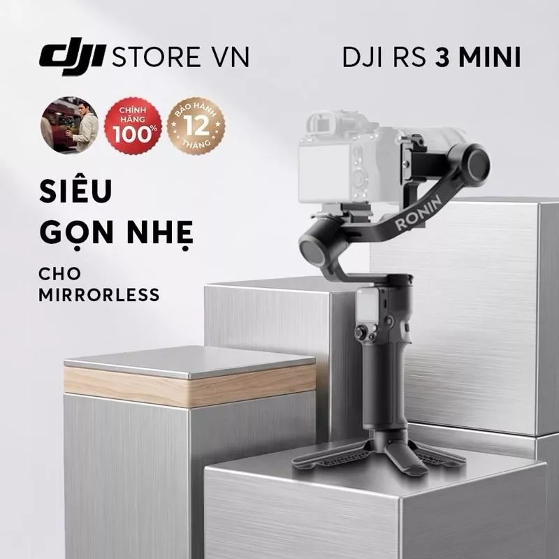 DJI Gimbal RS 3 Mini - Gọn Nhẹ Tải Trọng 2kg, Bảo Hành 12 Tháng, Chính Hãng, Phụ Kiện Fullbox, Hỗ Trợ Nhiều Máy Ảnh