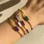 PNPIA- Boho Tối Giản Dainty Màu Hạt Trang Sức Đá Charm Vòng Tay Dành Cho Nữ Vintage Có Thể Điều Chỉnh Dây Đeo Tay Quà Tặng