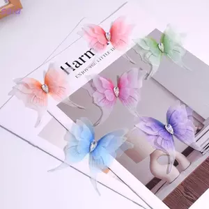 SAIA Bướm Táo, Màu Gradient DIY Organza Vải Bướm, Dreamy Bốn Lớp Trang Trí Thủ Công Mờ Trang Trí Bướm