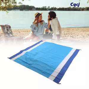 Thảm dã ngoại CQCJ, Chăn đi biển chống nước có thể gập lại bằng vải Polyester, Dễ dàng mang theo Ripstop Kích thước lớn Màu xanh ngoài trời Vỏ đất cắm trại Du lịch