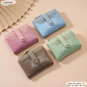 Ví Ngắn Nữ CPINCP, Ví Đựng Tiền Xu Chống Thấm Nước In Hình Cá Sấu, Da PU Di Động Nhiều Khe Cắm Thẻ Màu Trơn Túi Bảo Quản Cho Nữ