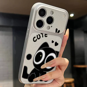 Ốp lưng iPhone Họa tiết da mạ họa tiết mèo Love iPhone 17 16 15 14 13 12 11 Pro Max Plus Max