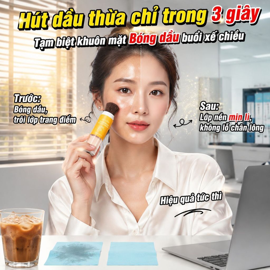 ⚡Ship Nhanh⚡Phấn phủ lì kiểm dầu 24h chống nước | Phấn phủ chống nắng SPF30 sáng da | Phấn phủ che lỗ chân lông mịn