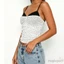 MAPLEPOET-Nữ Spaghetti Dây Đeo Camisoles Ruched Phía Trước Chấm In Tương Phản Viền Lưng Slim Fit Tank Tops