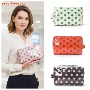 FAVORITEGOODS Túi Trang Điểm PVC, Chất Liệu PVC Túi Trang Điểm Sọc Chống Thấm Nước, Chấm Bi Chất Lượng Cao Họa Tiết Sọc Da Báo Du Lịch Túi Đựng Mỹ Phẩm Du Lịch
