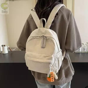 Ba lô nhỏ ROLY, Ba lô vải nhung nhẹ thông thường, Ba lô học sinh phong cách Nhật Bản màu trơn thiết thực dành cho nữ