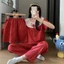 Bộ ba món đồ ngủ áo ngắn tay, quần đùi và quần dài; trang phục ở nhà ngọt ngào, cổ bẻ rộng, viền ren xinh xắn