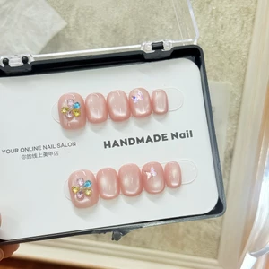 Móng tay đeo thủ công Màu trắng sang trọng Đá quý Nhấp nháy Móng tay giả Miếng dán móng tay BCKX