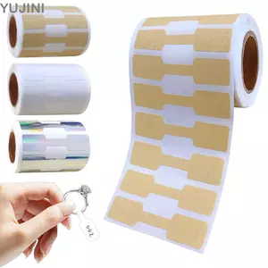 YUJINI 500 Chiếc Vòng Cổ Giá Thẻ, Trống Nhiều Màu Trang Sức Giá Nhãn, Giấy Kraft Handmade Quadrate Miếng Dán Tự Dính