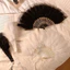 Quạt Ren Cô Dâu Cho Tiệc Cưới Cao Cấp Marabou-Feathers, Mềm Mại & Lông Tơ. Hiệu suất sân khấu chuyên nghiệp